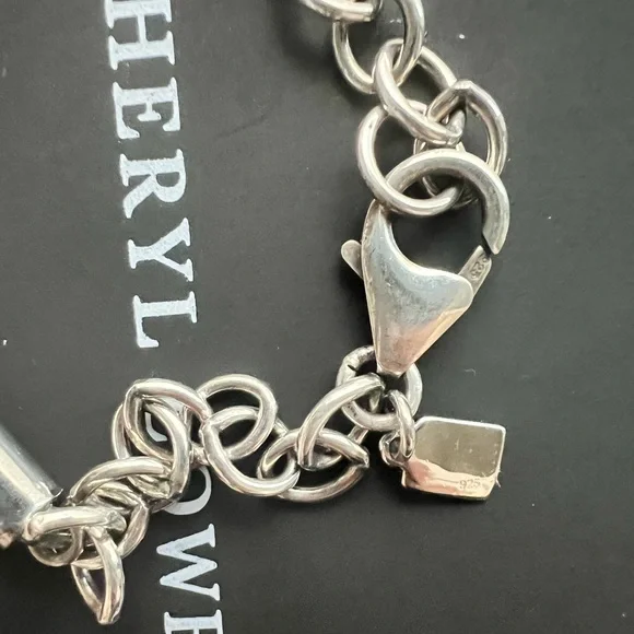 Sheryl Lowe Oxidized Sterling Silver Bracelet with Diamond Bar Station